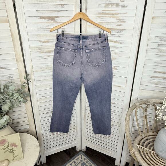 L'AGENCE Women's 29 Adele High Rise Cropped Distressed Pink Denim Jean Fallbrook - Picture 4 of 12